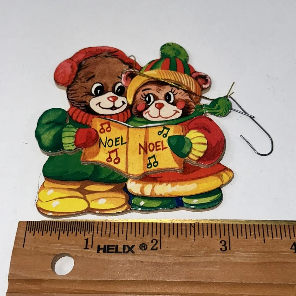Vintage Wooden Giftco Inc Wooden 3D Ornament Boy/Girl Noel‎